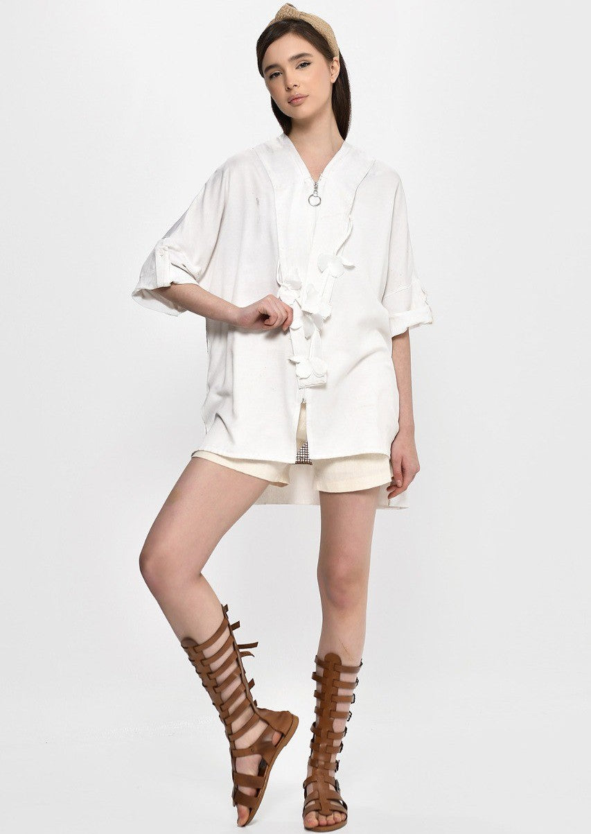 Casaco Oversized Boho com Detalhes Artesanais