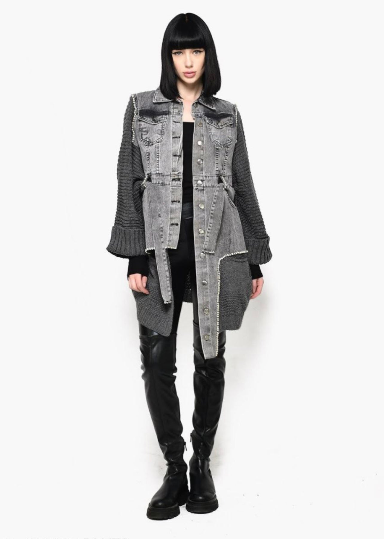 Denim and knit jacket