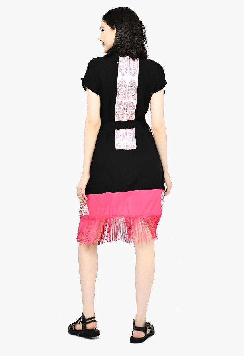 pink fringed dress