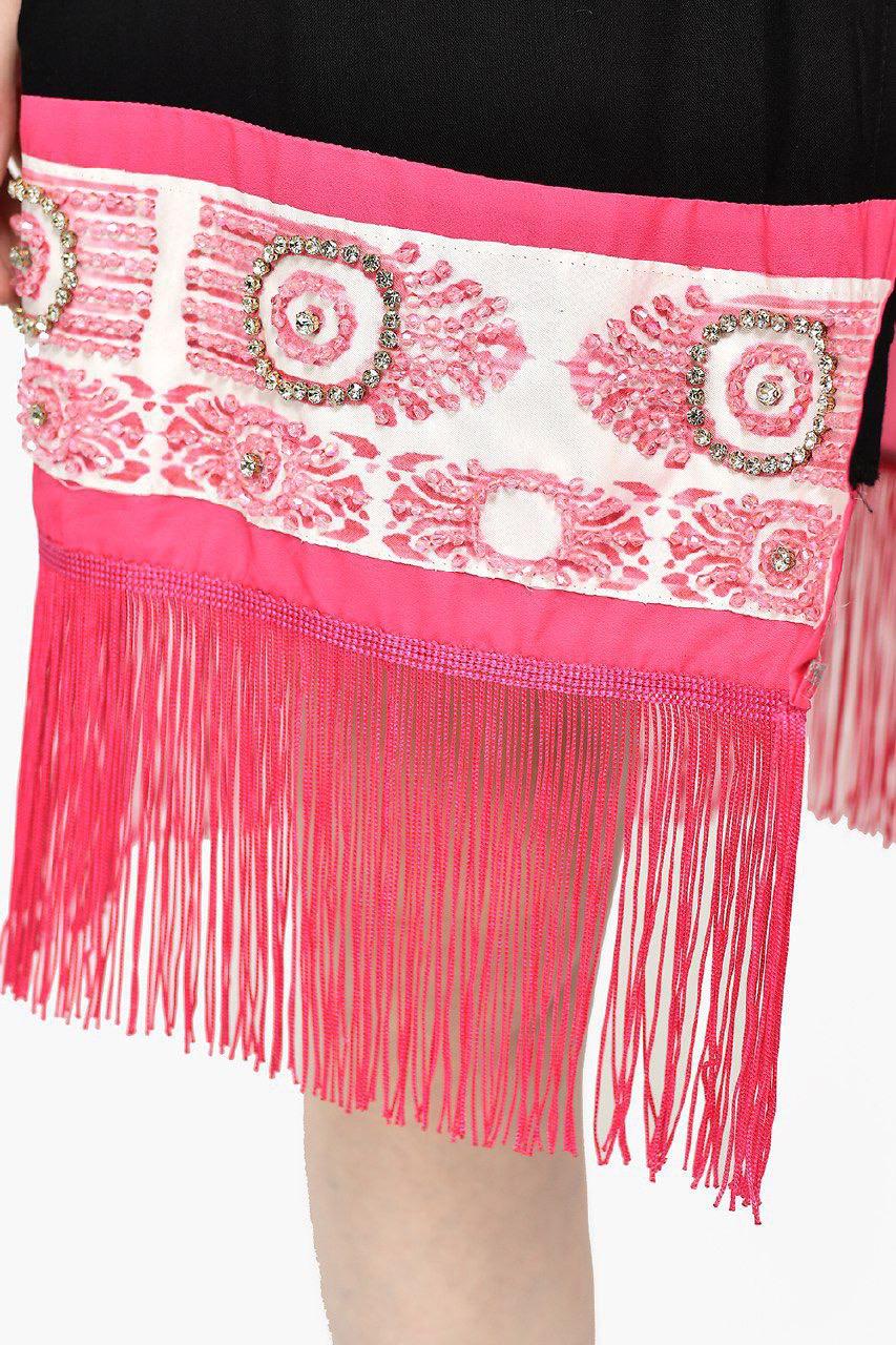 pink fringed dress