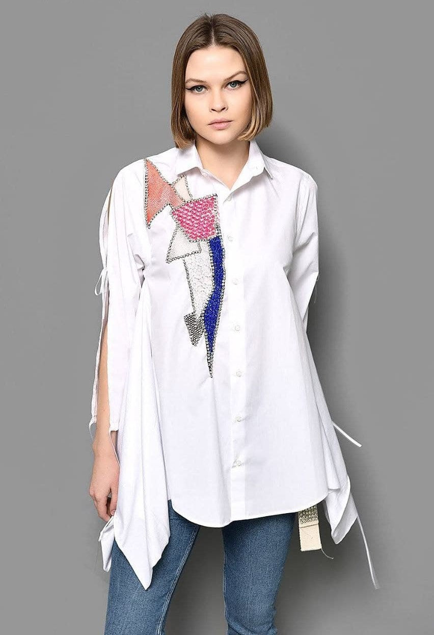 Túnica camisa aberta nas mangas